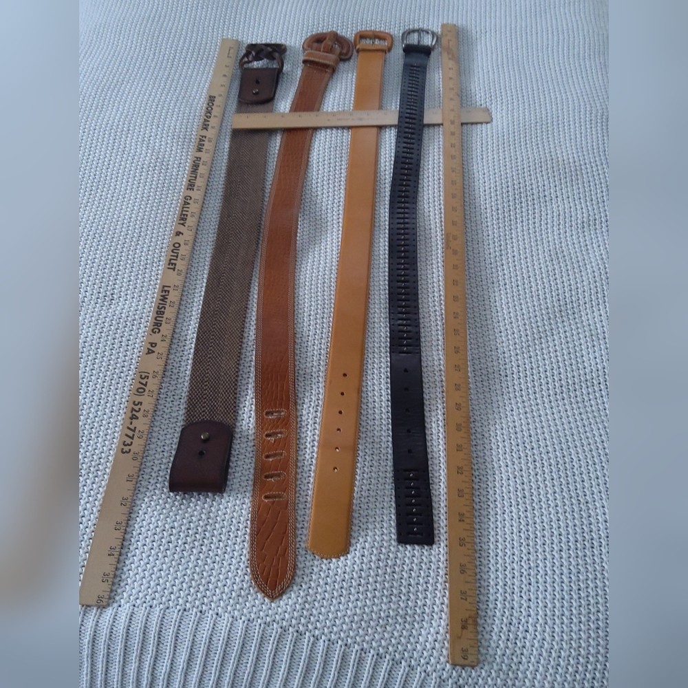 Leather Belt Collection 1 Fossil,  1 Espirit, 1 Solid Brass Buckel, 1 Croc Embo